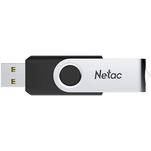 Флешка USB Netac U505 (NT03U505N-008G-20BK), 8Gb, USB 2.0, R/W 70/30, черный/серебристый