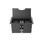 Прямоугольный металлический корпус Wize Pro WRTS-12BOX-B для модульной системы врезного лючка в стол с откидывающейся крышкой, до12 модулей-вставок, беспроводная зарядка 10Вт для моб.устройств на крышке, преустановленная рамка,черный