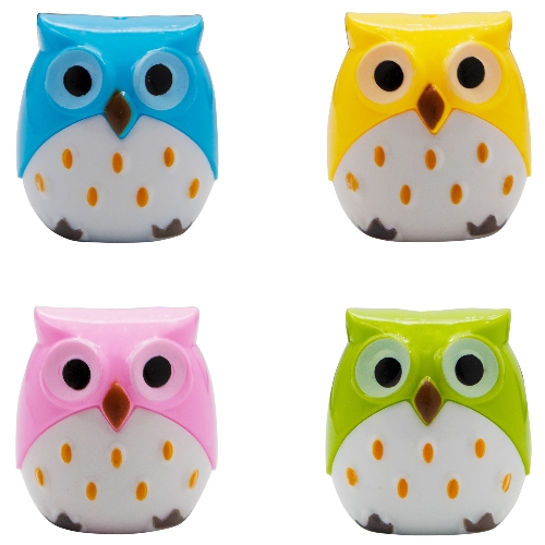 Точилка для карандашей ручная Silwerhof Owl Солнечная коллекция, 2 отверстия, пластик, ассорти, коробка