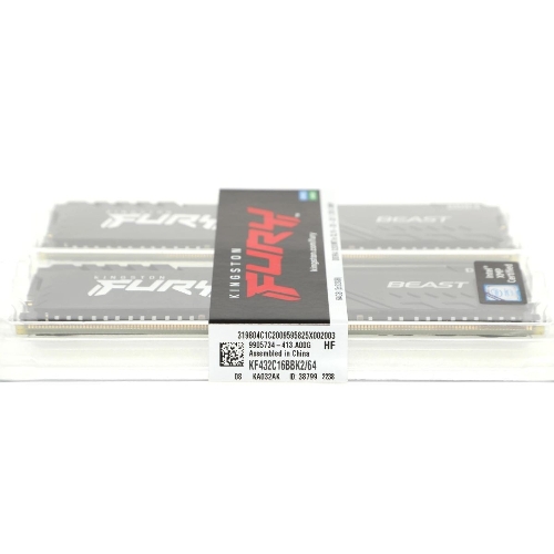 Оперативная память Kingston Fury Beast, DDR4, 64GB (2x32GB), 3200MHz, CL16, DIMM, черный