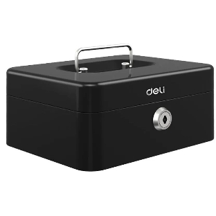 Ящик для денег Deli ET500 90x200x160 черный металл 1.2 кг