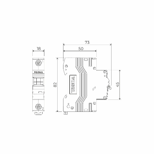 Автоматический выключатель Werkel 1P 16A C 6 кА W901P166