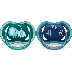 Пустышка Philips Avent ultra air, слоники/HELLO, 18+ мес., 2 шт.