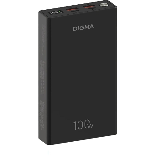 Портативный аккумулятор Digma DGPD100WA 20000mAh QC3.0/PD3.0 100W 5A 2xUSB-A/2xUSB-C черный