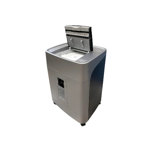 Шредер Office Kit SA375 серый/черный с автоподачей (секр.P-4) фрагменты 375лист. 42лтр. скрепки скобы пл.карты CD