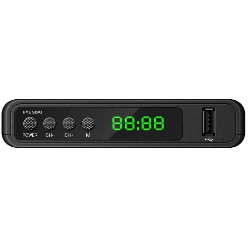 Приставка для цифрового ТВ Hyundai H-DVB520 черный, DVB-T2, DVB-T, DVB-C, HDMI, USB 2.0 х2