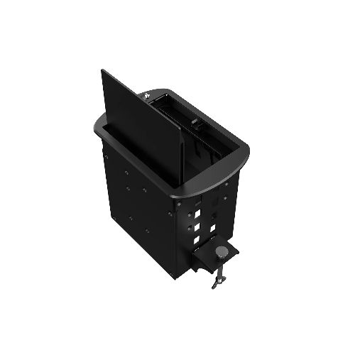 Прямоугольный металлический корпус Wize Pro WRTS-M-4CBOX-B серия M, для модульной системы врезного лючка в стол с убирающейся крышкой для установки до 4 модулей-вставок серии М, черный