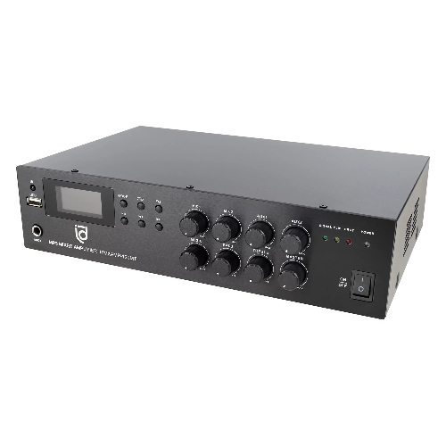 Микшер-усилитель Intrend ITMXAMP-120MT MP3, FM тюнер, USB, Bluetooth, 2хMic/3хLine входы, 1хLine выход,120 Вт, 4/8Ом/100V, IR-пульт в комплекте