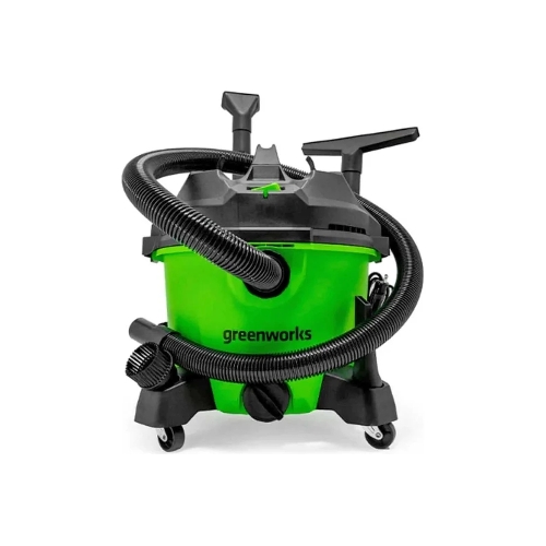 Строительный пылесос GreenWorks G120WDV (4701207) зеленый, 1300 Вт, уборка сухая/влажная, пылесборник контейнер, 34 л