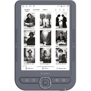 Электронная книга Digma Syne 6" E-ink HD Pearl 758x1024 600MHz 128Mb/4Gb/SD/microSDHC/подсветка дисплея темно-серый (в компл.:обложка)