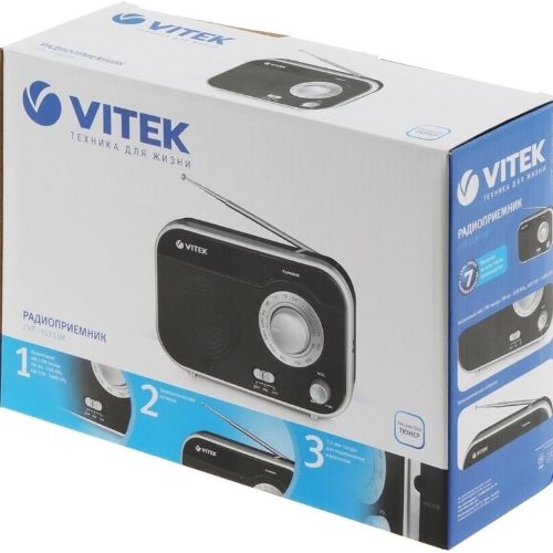 Радиоприемник Vitek VT-3593 (BK) Выходная мощность 1 вт. Динамики 1.Тип батареек UM-2/C