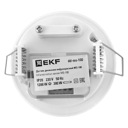 Датчик движения EKF dd-ms-100 (ИК) MS-100 (ДД) встраив. 1200 Вт 360 град. до 6 м IP20