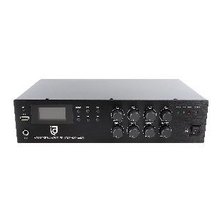 Микшер-усилитель Intrend ITMXAMP-60MT MP3, FM тюнер, USB, Bluetooth, 2хMic/3хLine входы, 1хLine выход,60 Вт, 4/8Ом/100V, IR-пульт в комплекте