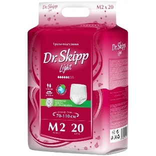 Подгузники-трусы для взрослых Dr. Skipp Light, р-р M-2, (70-110 см), 20 шт. 8005