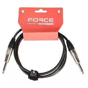 Кабель гитарный FORCE FGC-09/1.51/4" TS Jack - 1/4" TS Jack, высококачественный, малошумящий с проводниками из безкислородной меди OFC, диаметр 6 мм, профессиональные металлические разъемы, длина 1,5 м