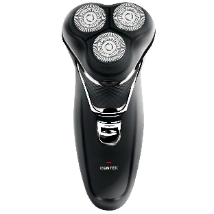 Электробритва Centek CT-2176 черный/хром ротор, 3 плавающие головки, аккумулятор + работа от сети, триммер