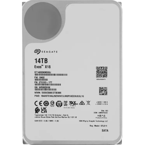 Жесткий диск HDD Seagate Exos X18 14Tb 7200rpm SATA 256Mb 3.5"