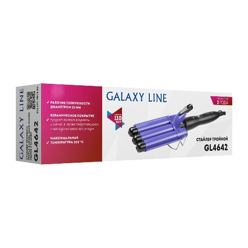 Щипцы для завивки волос Galaxy Line GL 4642 черный/фиолетовый, 25 мм, 200 °C, 1 режим