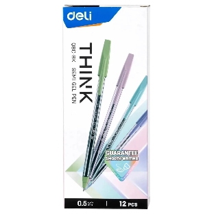 Набор ручек шариковых Deli Think EQ8C-BK, черные чернила (12шт), линия 0.5мм