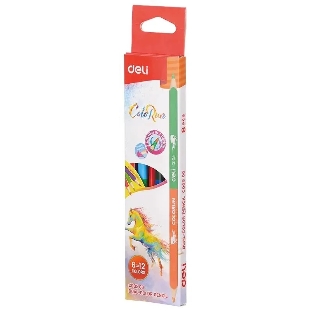 Карандаши цветные Deli EC00500 ColoRun, двухцветные, липа, 12 цветов, коробка с европодвесом (6шт)