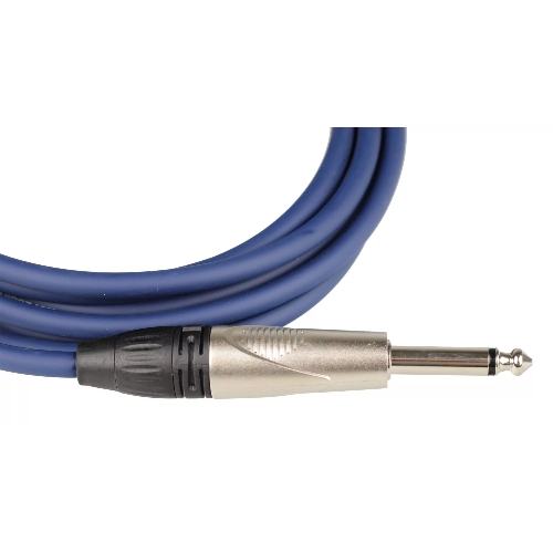 Кабель гитарный FORCE FGC-09/3 BL1/4" TS Jack - 1/4" TS Jack, высококачественный, малошумящий с проводниками из безкислородной меди OFC, диаметр 6 мм, профессиональные металлические разъемы, длина 3 м, цвет синий