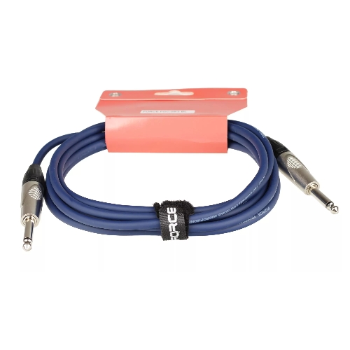 Кабель гитарный FORCE FGC-09/3 BL1/4" TS Jack - 1/4" TS Jack, высококачественный, малошумящий с проводниками из безкислородной меди OFC, диаметр 6 мм, профессиональные металлические разъемы, длина 3 м, цвет синий