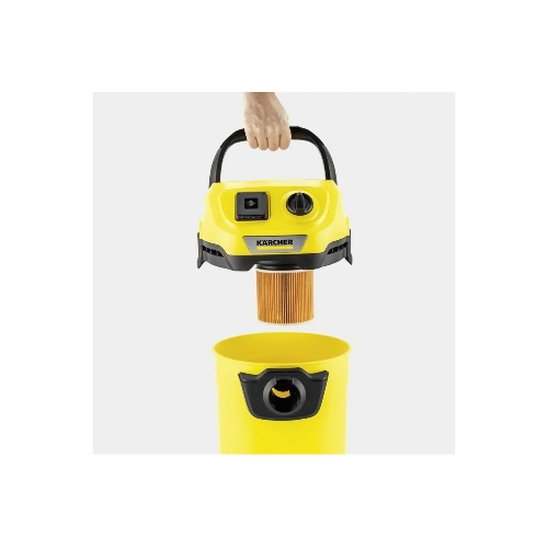 Строительный пылесос Karcher WD 3 P V-17/4/20 Workshop желтый, 1000 Вт, уборка сухая/сбор воды/выдув, пылесборник мешок/контейнер, 17 л