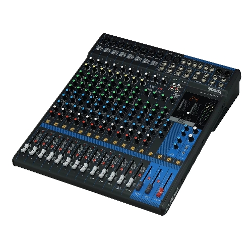 Пульт Yamaha [MG16XU] 16-канальный микшерный пульт: макс. 10 микрофонных/16 линейных входов (8 моно + 4 стерео)/4 групповые шины + 1 стереошина/4 шины AUX, Микрофонные предусилители D-PRE, Фантомное питание +48 В, эффекты: SPX с 24 программами, И