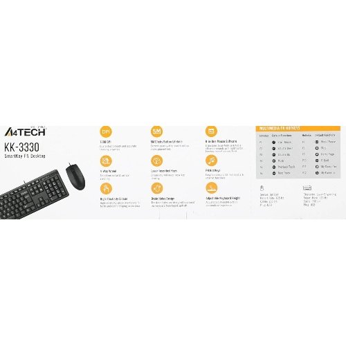 Комплект клавиатура+мышь A4Tech KK-3330 проводной, USB, 1200 DPI, чёрный
