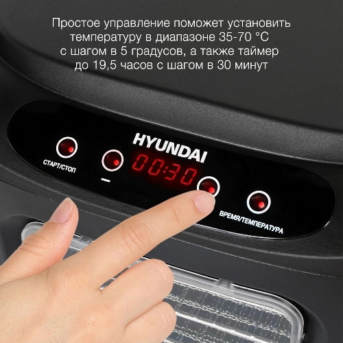 Сушка для фруктов и овощей Hyundai HYFD-P1203 12под. 500 Вт, черный