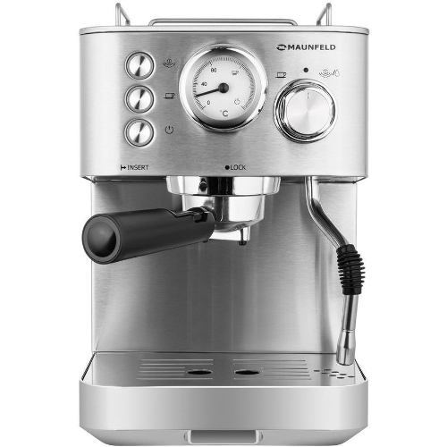 Кофеварка рожковая Maunfeld MF-721S PRO нержавеющая сталь, исп. кофе - молотый/чалды, 1.5 л, 1140 Вт, 15 бар