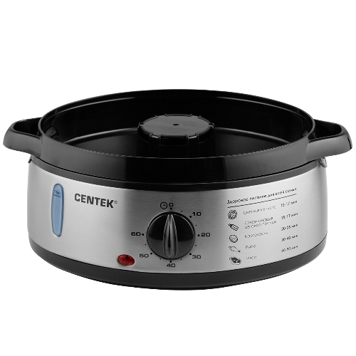 Пароварка электрическая Centek CT-1457 9л 800Вт, стальной корпус, таймер 60 мин, 3 контейнера
