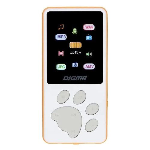 Плеер Hi-Fi Flash Digma S4 8Gb белый/оранжевый/1.8"/FM/microSDHC