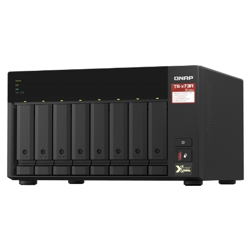 Сетевое хранилище без дисков SMB QNAP TS-873A-8G NAS, 8 trays 3,5"/2,5", 2x2,5 GbE BASE-T, 2 x M.2 NVMe 2280 slots, quad-core AMD Ryzen V1500B 2,2 GHz, 8 Gb SO-DIMM DDR4 (1 x 8 Gb) up to 64Gb (2x32 Gb)