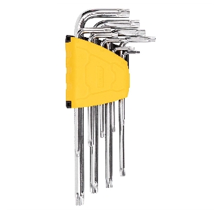 Набор шестигранных ключей ";TORX"; Deli DL3091 9 шт. Размер: 1/16”-3/8”. Хромированный. Технические характеристики: Т10,Т15,Т20,Т25,Т27,Т30,Т40,Т45,Т50