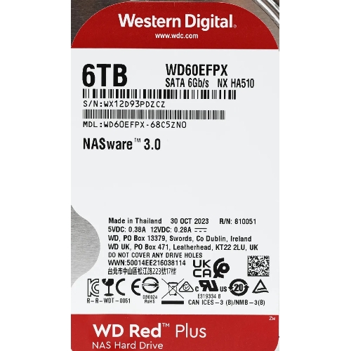 Жесткий диск HDD Western 6TB 5400RPM SATA-III 3.5" Digital Red Plus 128MB NAS Edition
