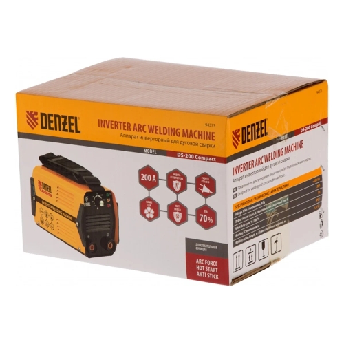 Сварочный аппарат Denzel ds-200 compact 94373 инвертор. дуговой сварки 200А пв 70%