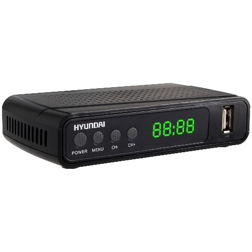Приставка для цифрового ТВ Hyundai H-DVB520 черный + WiFi-адаптер, DVB-T2, DVB-T, DVB-C, HDMI, USB 2.0 х2