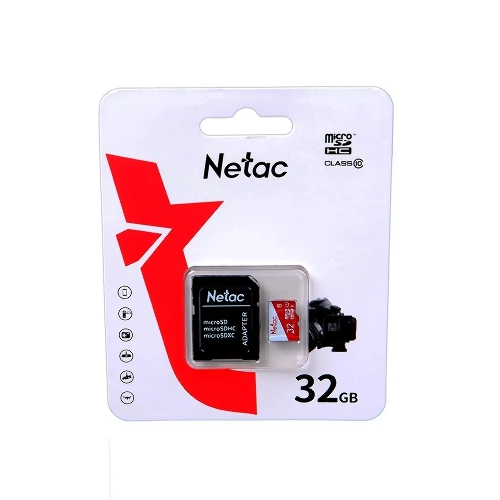 Флеш карта Netac P500 ECO 32Gb MicroSDHC C10 up to 80Mb/s, retail pack with SD Adapter
