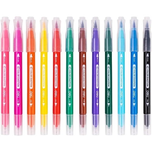 Фломастеры Deli EC151-12 Color Emotion 12 цветов, пластиковая коробка (12шт)