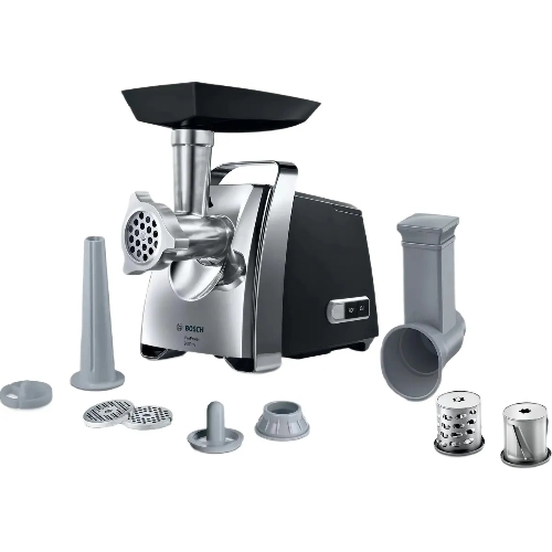 Мясорубка электрическая Bosch MFW67440 черный, 2000 Вт, 3.5 кг/мин, реверс, защита от перегрузки, насадки - 4