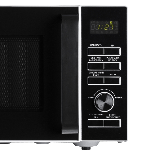 Микроволновая печь BBK 25MWS-970T/WB белый, 25 л, 900 Вт, переключатели - кнопки, поворотный механизм