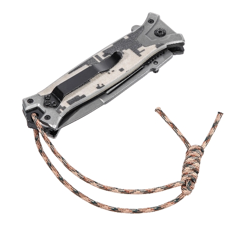 Нож складной Denzel, многоцелевой, системы Liner-Lock, с накладкой G10 на прямой рук-ке+стеклобой 79208