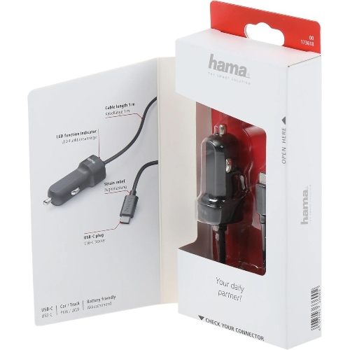 Автомобильное зарядное устройство Hama H-173618 3A PD универсальное черный