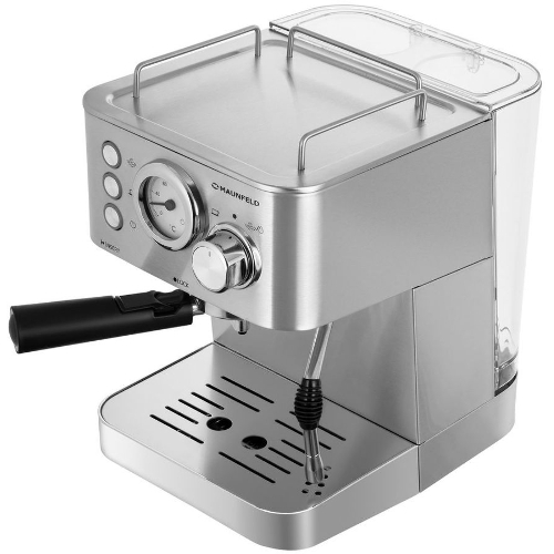 Кофеварка рожковая Maunfeld MF-721S PRO нержавеющая сталь, исп. кофе - молотый/чалды, 1.5 л, 1140 Вт, 15 бар