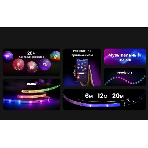Лента светодиодная умная Yeelight, 12 метров/RGbIC+ BLE/YLYDD-0039