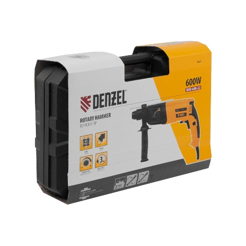 Перфоратор электрический Denzel RHH-600-22, SDS-plus, 600 Вт, 2,5 Дж, 2 реж.
