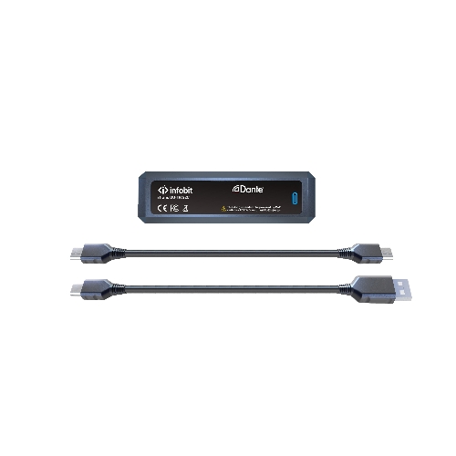Конвертер Infobit [iTrans DU-TR-22C] (приемник/передатчик) Dante - USB Аудио 2 -канальный, порт USB-C.1xRJ45(Dante). Питание PoE.
