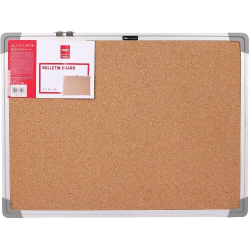 Доска пробковая Deli E39052 пробка коричневый 45x60 см, алюминиевая рама