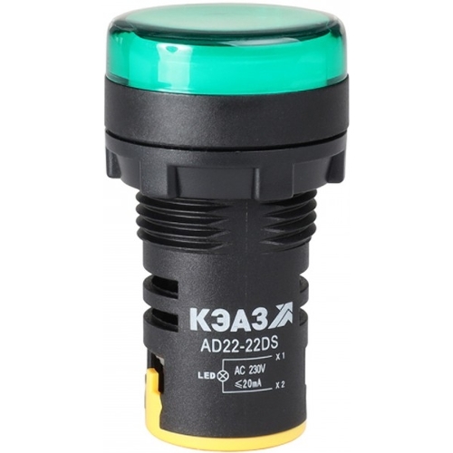Лампа AD22DS(LED) матрица D22мм зеленый 24В AC/DC-КЭАЗ 303938